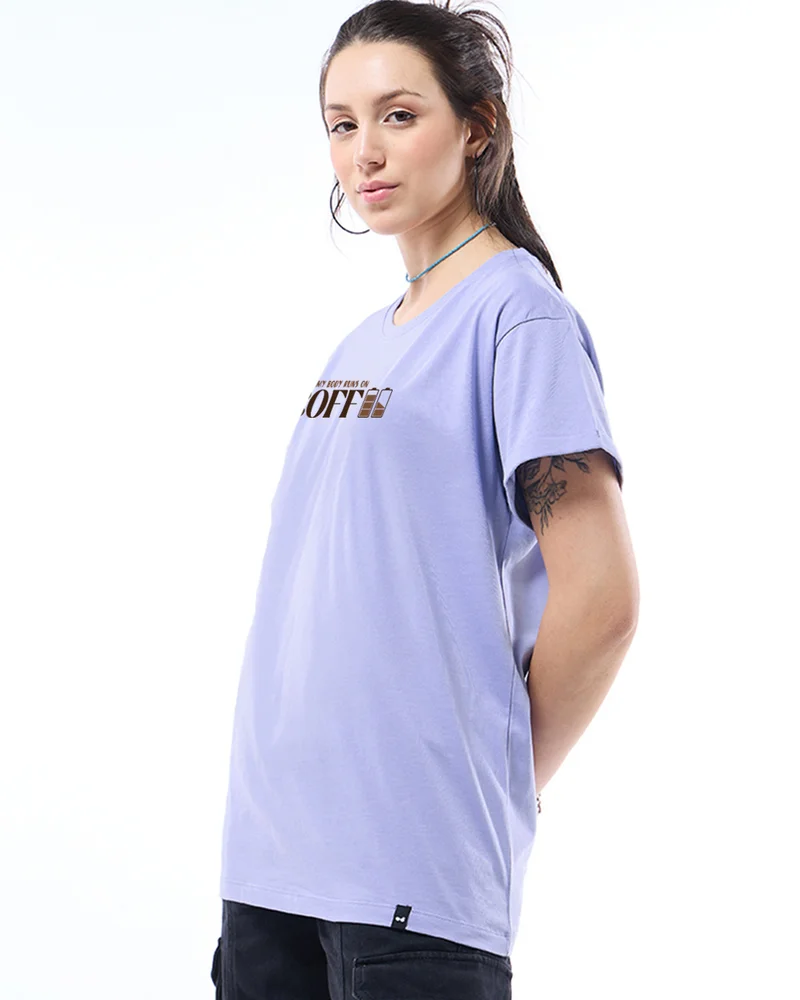 bewakoof Women's Baby Lavender Coffee Mug Typography Boyfriend T-shirt